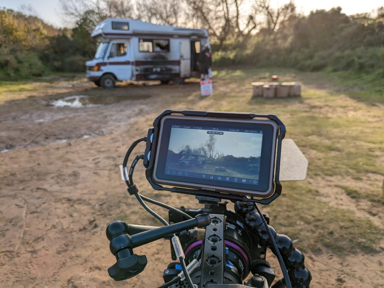 Crew setting up for a shoot